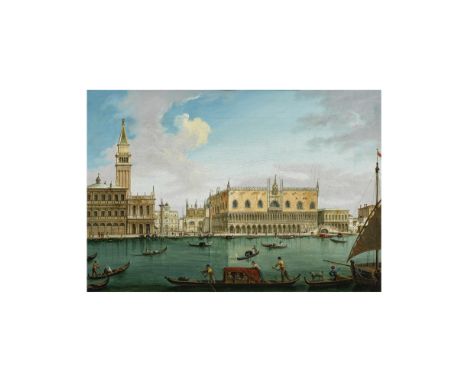 Vincenzo Chilone (Venise 1768-1840)Palazzo dei Dogi pris depuis San Giorgio, Venise signé 'chilone f' (sur la gondole, en bas