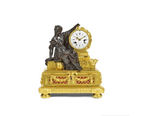 Importante et rare pendule musicale d'époque Louis XVI en bronze doré et bronze patiné de Julien Le Roy, Paris, la caisse par