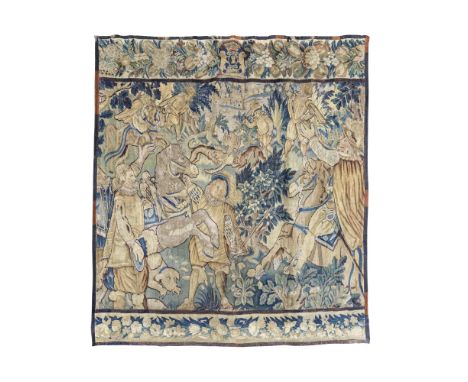 Tapisserie La chasse au faucon, Flandres XVIe siècleTapestry The Falcon Hunt, Flanders 16th centuryBorder with friezes of flo
