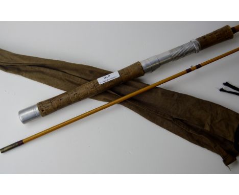 VINTAGE 7FT HAND MADE 2 PIECE SPLIT CANE EFFECT SPINNING ROD     