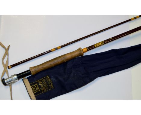VINTAGE 8FT 9" HARDY "JET" 2 PIECE FLY FISHING ROD WITH CANVAS CARRY BAG     