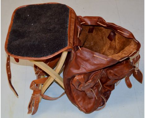 HANTVERK LEATHER SHOOTING / HUNTING RUCKSACK WITH BUILT IN FOLDING SEAT     