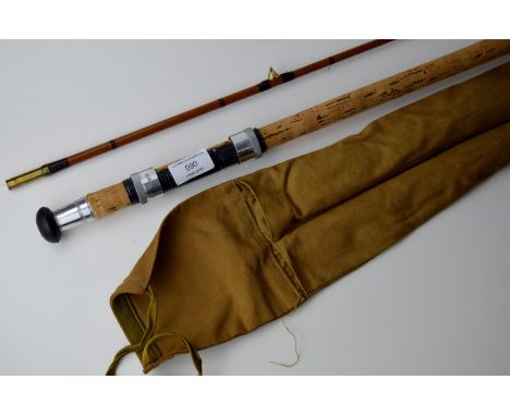 VINTAGE 8FT TROSSACHS "CLAN" 2 PIECE FLY FISHING ROD WITH ORIGINAL CANVAS BAG     