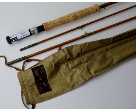 VINTAGE 1930'S 9½FT ALEX MARTIN OF GLASGOW "THE SCOTIA" 3 PIECE TROUT FISHING ROD WITH ORIGINAL CANVAS BAG