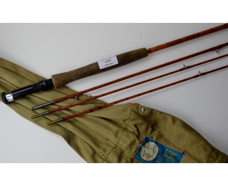 VINTAGE 9FT 3 PIECE SPLIT CANE FLY FISHING ROD WITH SPARE TOP PIECE & EDGAR SEALEY CANVAS CARRY BAG     