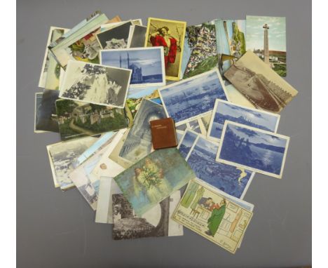 Quantity of loose post cards incl. RP Blackpool North Shore,  Scarborough views, some foreign etc, approx  78 and a  miniatur