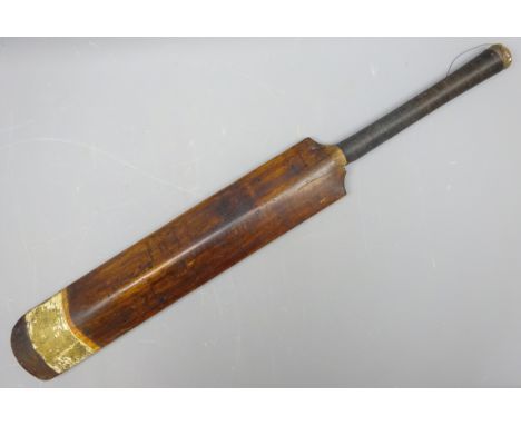 Early 20th century Ayres Victor Trumper cricket bat bearing signatures of Australian cricketers, predominantly indistinct but