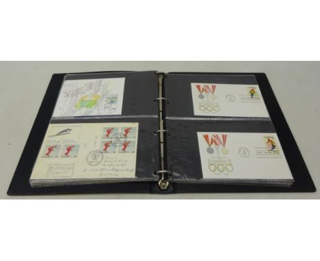 Collection of seventy-six post 1932 Winter Olympic stamp covers including; Cortina 1956 Official maximum cards, in one album 