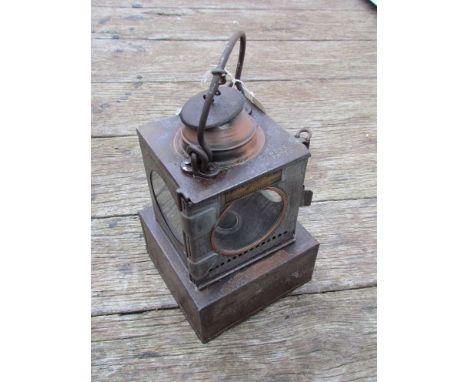 An LNER railway signal lamp interior, with reservoir, no burner 