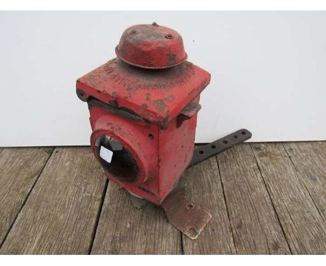 An LNER red painted railway signal lamp case 