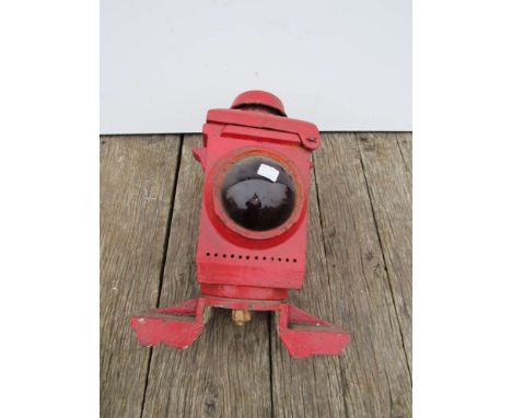 An LNER red painted railway signal lamp case 