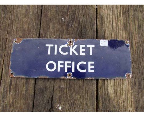 A B.R (E) enamel door plate sign "TICKET OFFICE", 45.5cm x 15cm