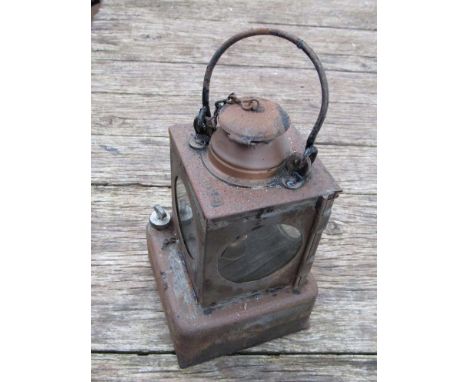 Two railway signal lamp interiors with brass burners, both stamped B.R (E)