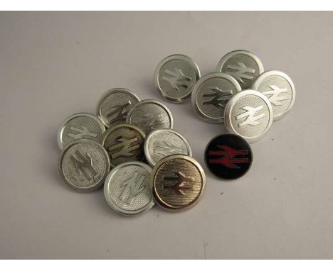 A quantity of variously sized British Rail double arrow buttons