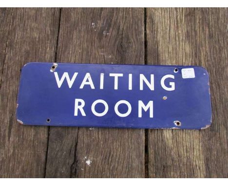 A B.R (E) enamel door plate sign "WAITING ROOM", 45.5cm x 15cm