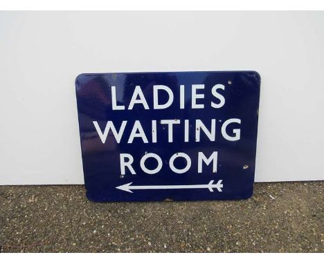 A B.R (E) enamel sign "LADIES WAITING ROOM" with arrow underneath, fully flanged, 61cm x 46cm
