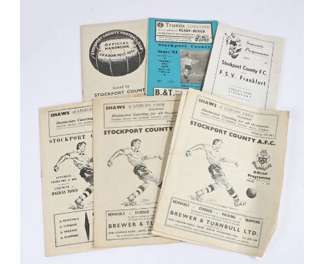 Stockport County, a collection of football programmes, to include three from the 1953-54 Season, Stockport V Frankfurt 1965, 