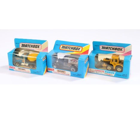Matchbox, to include MB 19 Cement Truck, MB 29 Shovel Tractor and MB 38 Ford Model A, all boxed, (3)