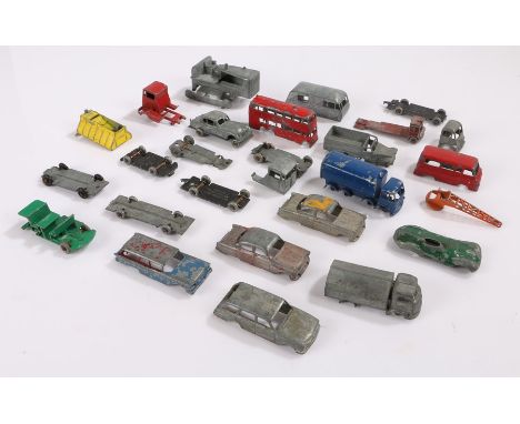 An interesting collection of Lesney factory rejects, parts of  No.32 E-type Jaguar, No.21 Commer Bottle float, No.9 Merryweat