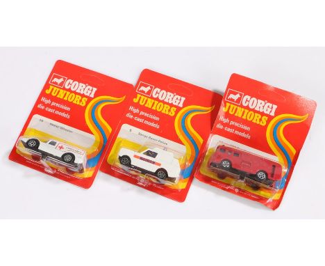 Corgi Juniors, to include 9 Range Rover Police, 36 Healer Wheeler and 26 ERF Fire Engine, all cased, (3)
