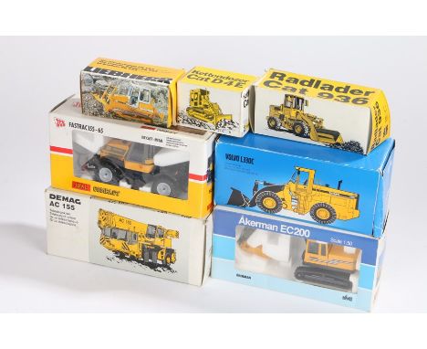 Models, to include Joal Akerman EC200, Demag AC 155, Kettendozer CAT D4E,Liebherr Crawler Tractor, Radlader CAT 936, Volvo L3
