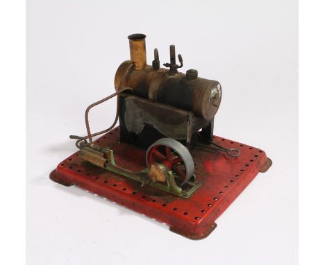 Mamod stationary engine, in black and red, 20cm long 