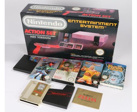 Nintendo Entertainment System (NES) Action Set games console, housed in original box, together with six games, the Battle of 