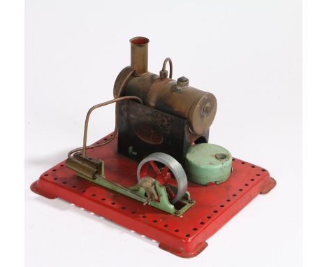 Mamod stationary engine, in black and red, 20cm long 