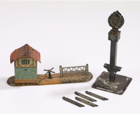 Bing clock and next train indicator, with signs, together with a Bing building, (2)