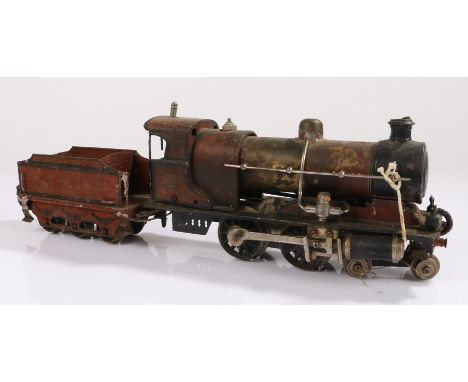 Marklin live O gauge Spirit steam locomotive and tender, E 4020, 4-4-0, in red with LMS to the tender, logo to the underside 