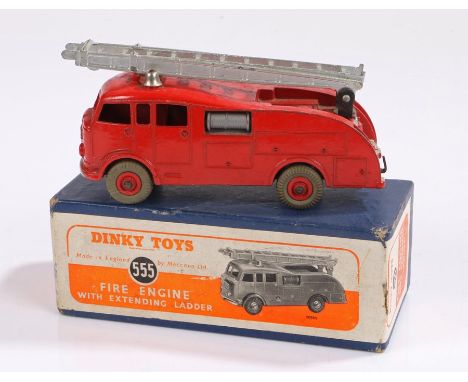 Dinky Toys,  Fire Engine 555, in red with silver ladder, Boxed