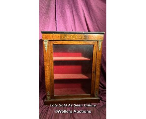 A 19th century Louis XV glazed and inlaid mahogany vitrine with two internal felt lined shelves, 97cm (h) x 76cm (w) x 29.5cm