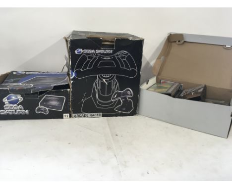 Sega Saturn console with Arcade Racer accessories and games (3)
