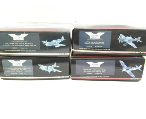4 X Boxed Corgi Aviation Archive a P-51B #US37107. A Ju-878-2 #AA32514a DH Mosquito #AA32816 and a FW190 #AA34312. 1:72 Scale