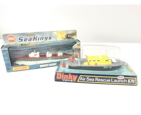 A Boxed Dinky Toys Air Sea Rescue Launch #678 and a Matchbox Convoy Escort #K-306.