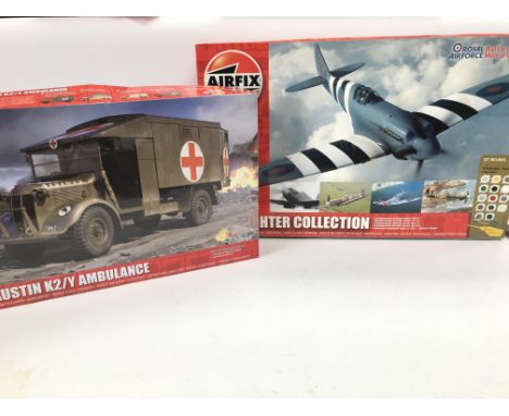 A Boxed Airfix Battle of Britain Fighter Collection 1/72 Scale and a Austin K2/Y Ambulance 1/35 Scale.(2)