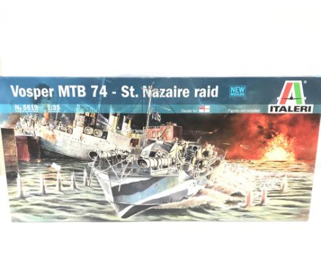 A Boxed Italeri model kit of Vosper MTB 74- St Nazareth Raid #5619. 1:35 Scale. Complete.