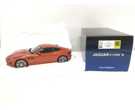 A Boxed Auto Art Jaguar F-Type 2015 R Coupe (Firesand Metallic/Orange) #73653 1/18 Scale.
