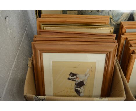 Gill Evans, Border collie, limited edition print together with three others by the same artist and various other prints.