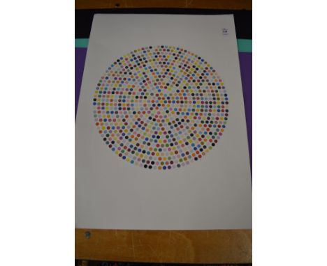 In the manner of Damien Hirst, a circular spot print.