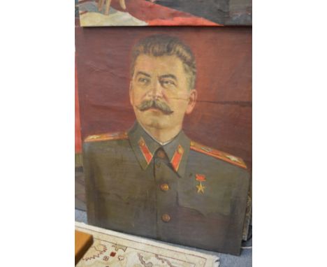Russian School, bust length portrait of Stalin, oil on canvas, unframed.