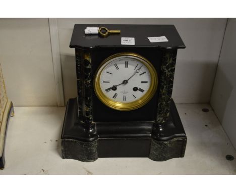 A Victorian slate mantle clock, the dial signed Hry Marc, Paris.