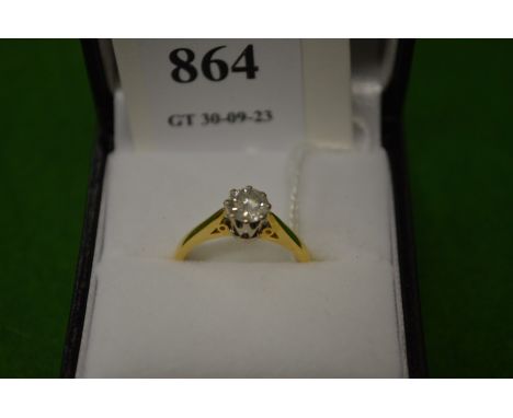 An 18ct gold and diamond solitaire ring, size K.