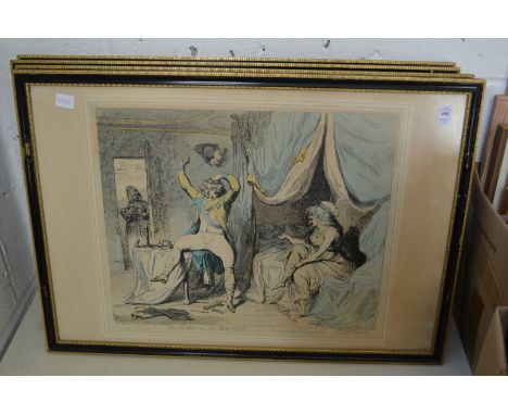 The Morning after Marriage, reproduction colour print and three others similar, uniformly framed and glazed.