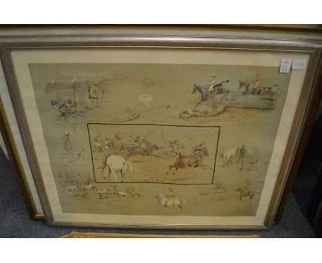 Snaffles, colour print depicting polo players together with two other equestrian scenes.