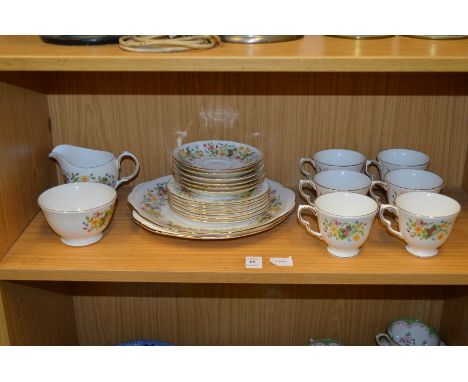 A Colclough floral decorated six place tea service.