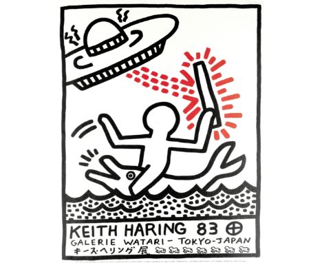 Keith Haring (American, 1958-1990)Galerie Watari Tokyo Offset lithographic poster printed in colours, 1989, on Japanese pearl