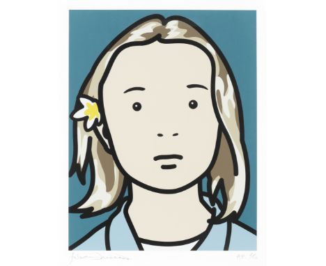 Julian Opie (British, born 1958)Elena, schoolgirl (with lotus blossom) (Cristea 103) Screenprint in colours, 2006, on wove, s