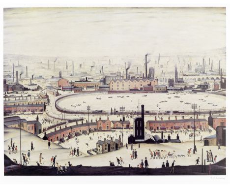 Laurence Stephen Lowry R.A. (British, 1887-1976)The Pond Offset lithograph printed in colours, 1974, on wove, signed in penci