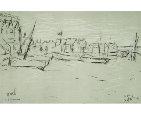 Laurence Stephen Lowry R.A. (British, 1887-1976)Deal Sketch Offset lithograph printed in colours, 1973, on wove, signed in bl